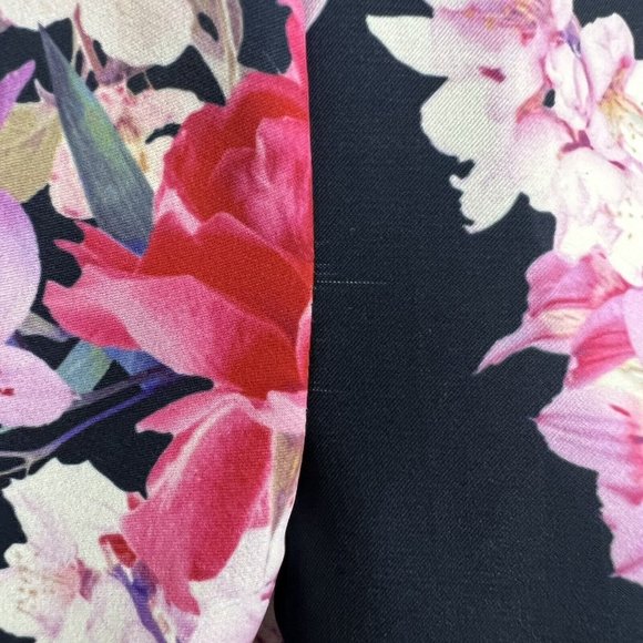 Portmans Women’s Floral Top Blouse Navy Blue & Pink Short Sleeve Spring Size 8 - Picture 7 of 12